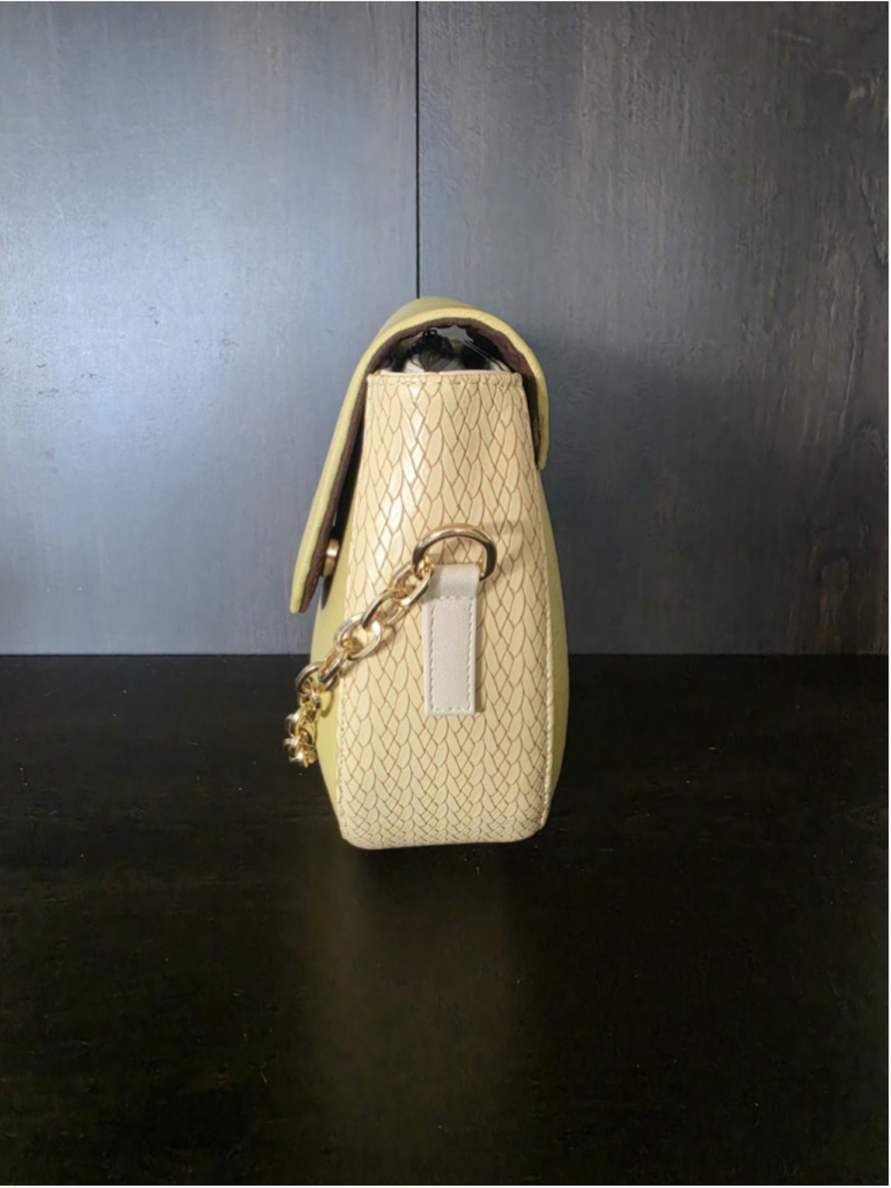 2 Straps Soft Yellow Ivory Embossed Tooled Artisan LEATHER Crossbody Purse Bag - Picture 5 of 16